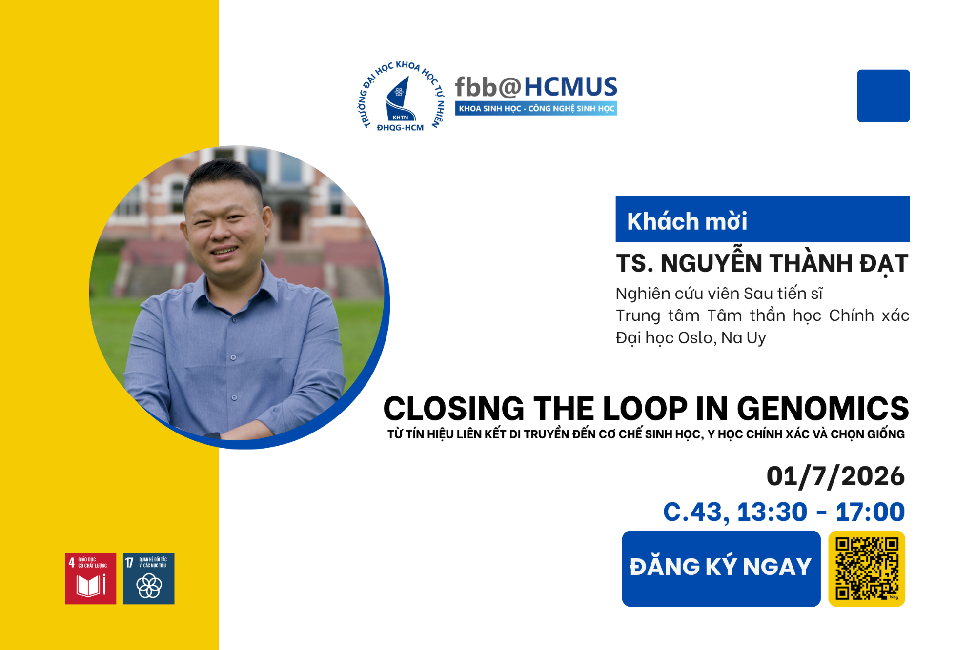 Seminar Closing the loop in genomics: Từ tín hiệu liên kết di truyền đến cơ chế sinh học, y học chính xác và chọn giống