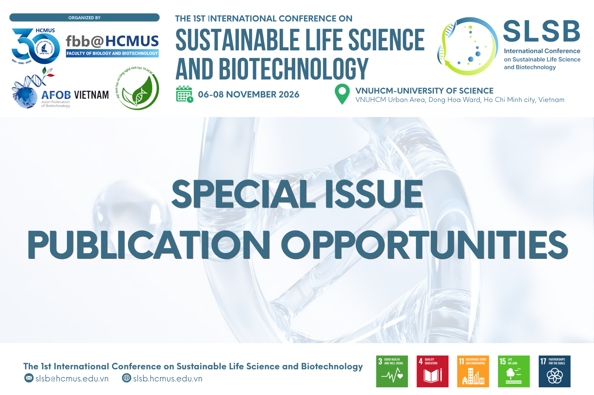 SPECIAL ISSUE PUBLICATION OPPORTUNITIES AT SLSB 2026