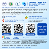 Thông báo số 1 về việc Tổ chức cuộc thi Olympic Sinh học Sinh viên Việt Nam lần IV, năm 2024 của Đại học Khoa học Tự nhiên, ĐHQG-HCM